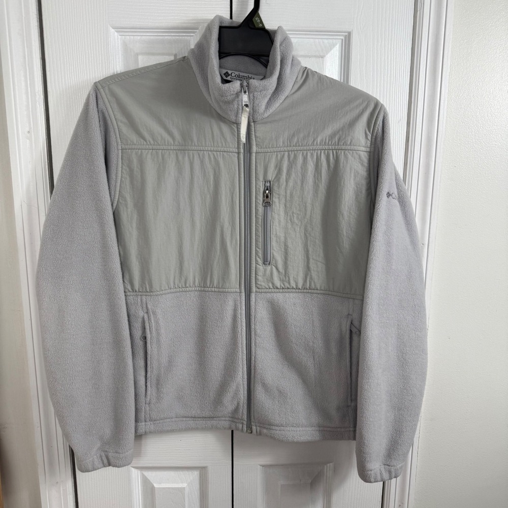 Columbia Fleece Jacket Large Grey Gorpcore Mixed Media Full Zip XL6717